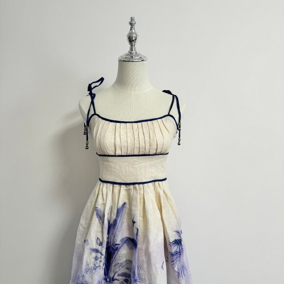 Zimmermann Wylie shirred printed linen midi dress - Picture 5 of 11